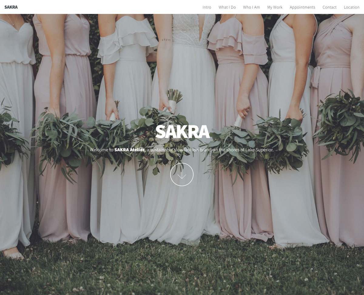 image of a landing page for a custom wedding atire brand called SAKRA
